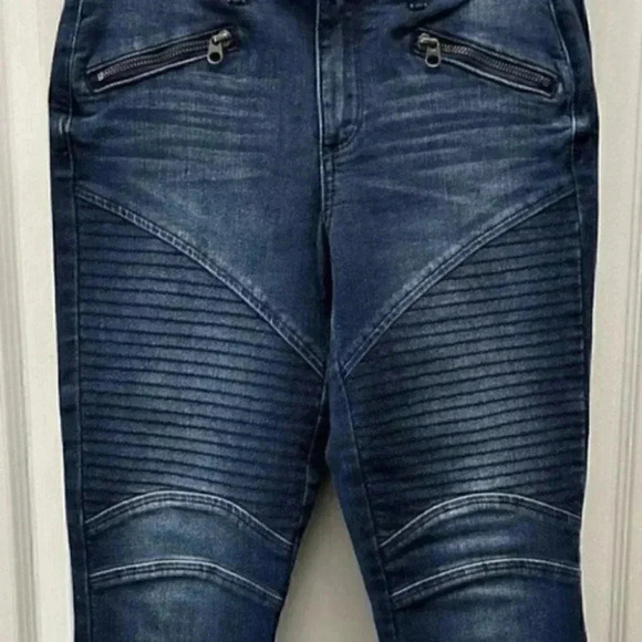 GAP True Skinny Jeans Ankle Zip Cropped Moto Mid Rise Dark Blue Denim Size 26 - Picture 7 of 16